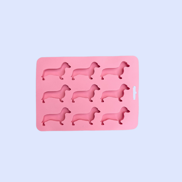 Dachshund Shaped Silicone Ice, Chocolate Molds/Tray - Blue, Pink, Green