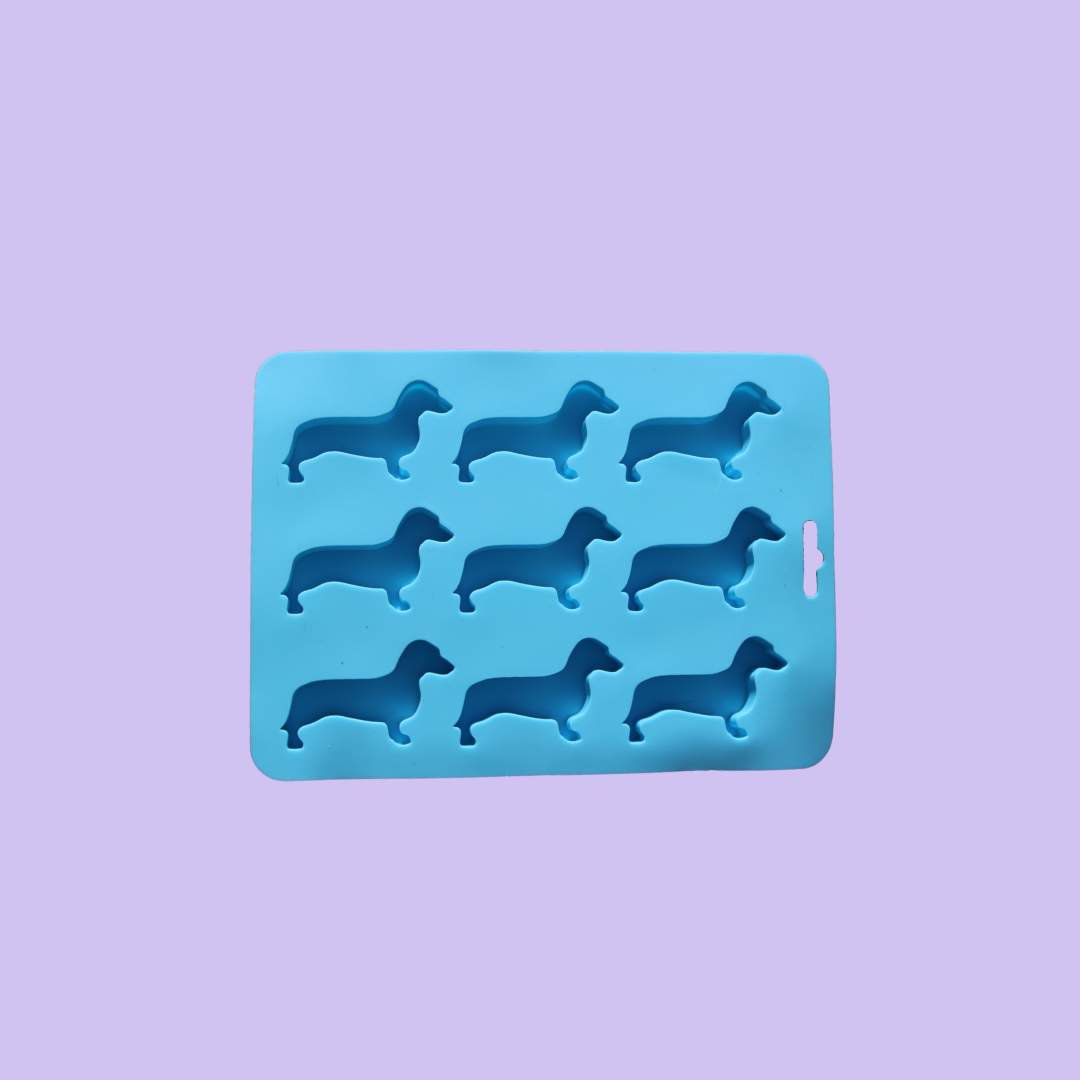 Dachshund Shaped Silicone Ice, Chocolate Molds/Tray - Blue, Pink, Green