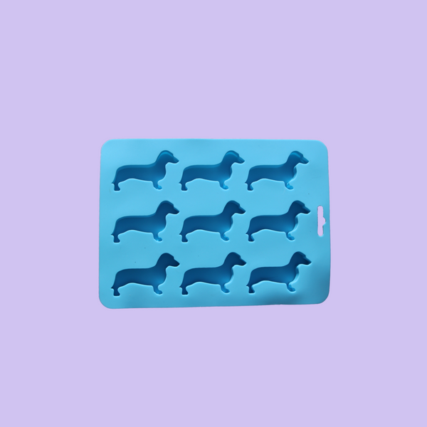 Dachshund Shaped Silicone Ice, Chocolate Molds/Tray - Blue, Pink, Green