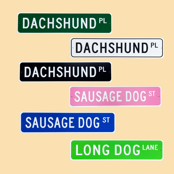 Dachshund PL - -Quality Metal Sign -Custom Street Sign/Green, White & Black