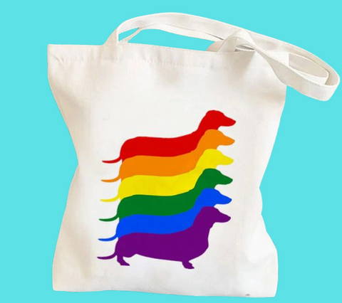 Rainbow Dachshund Tote Bag