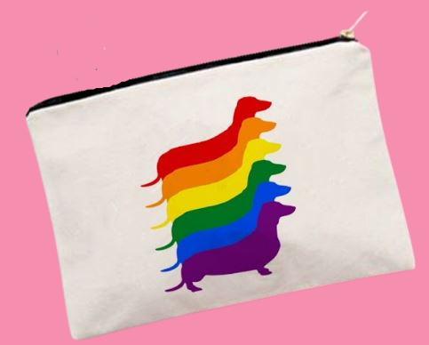 Rainbow Dachshund Zip up storage Bag